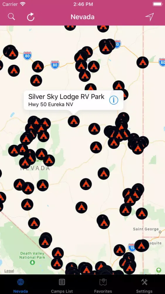 ภาพหน้าจอของ Nevada – Campgrounds, RV Parks