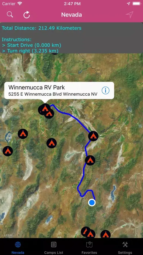 ภาพหน้าจอของ Nevada – Campgrounds, RV Parks