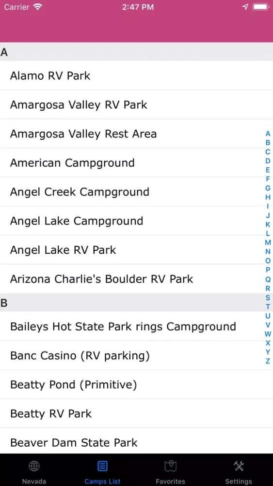ภาพหน้าจอของ Nevada – Campgrounds, RV Parks