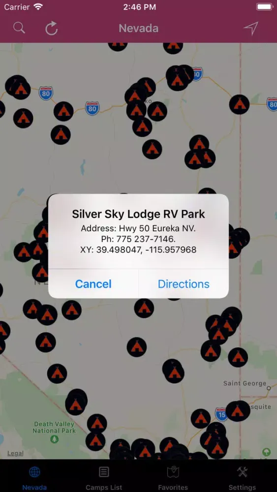 ภาพหน้าจอของ Nevada – Campgrounds, RV Parks