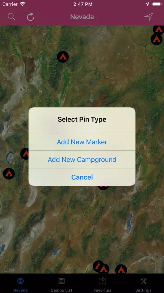 ภาพหน้าจอของ Nevada – Campgrounds, RV Parks