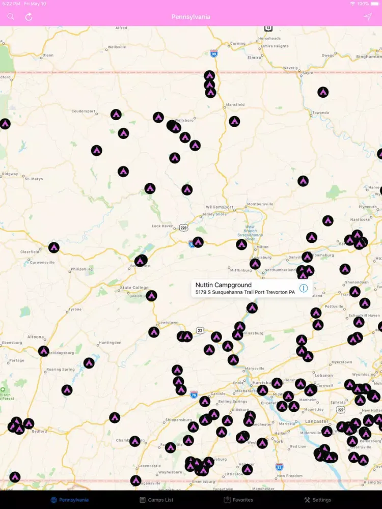 Ảnh chụp màn hình của Pennsylvania – Campgrounds RVs iPad 