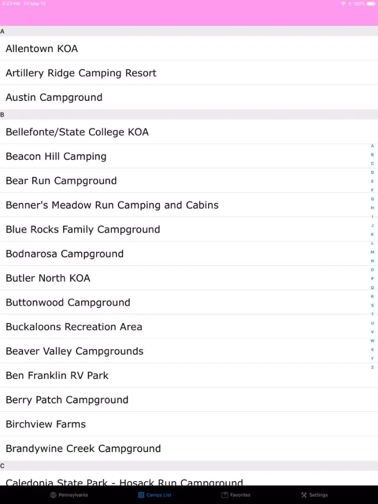 Ảnh chụp màn hình của Pennsylvania – Campgrounds RVs iPad 