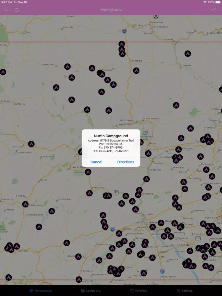 Ảnh chụp màn hình của Pennsylvania – Campgrounds RVs iPad 