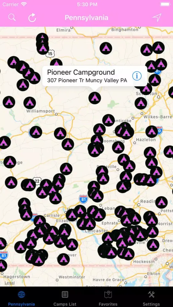 Ảnh chụp màn hình của Pennsylvania – Campgrounds RVs
