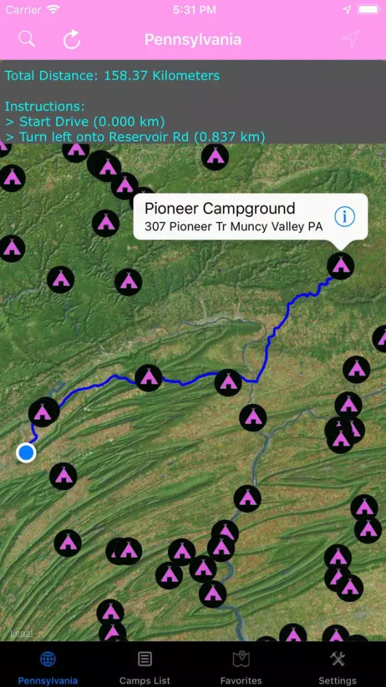 Ảnh chụp màn hình của Pennsylvania – Campgrounds RVs