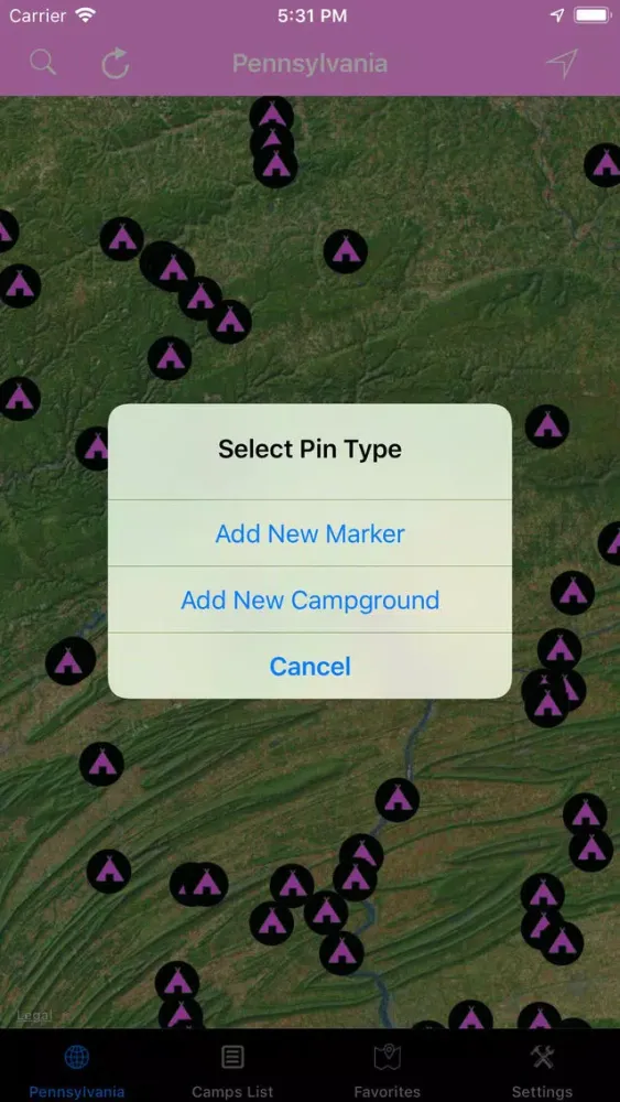 Ảnh chụp màn hình của Pennsylvania – Campgrounds RVs