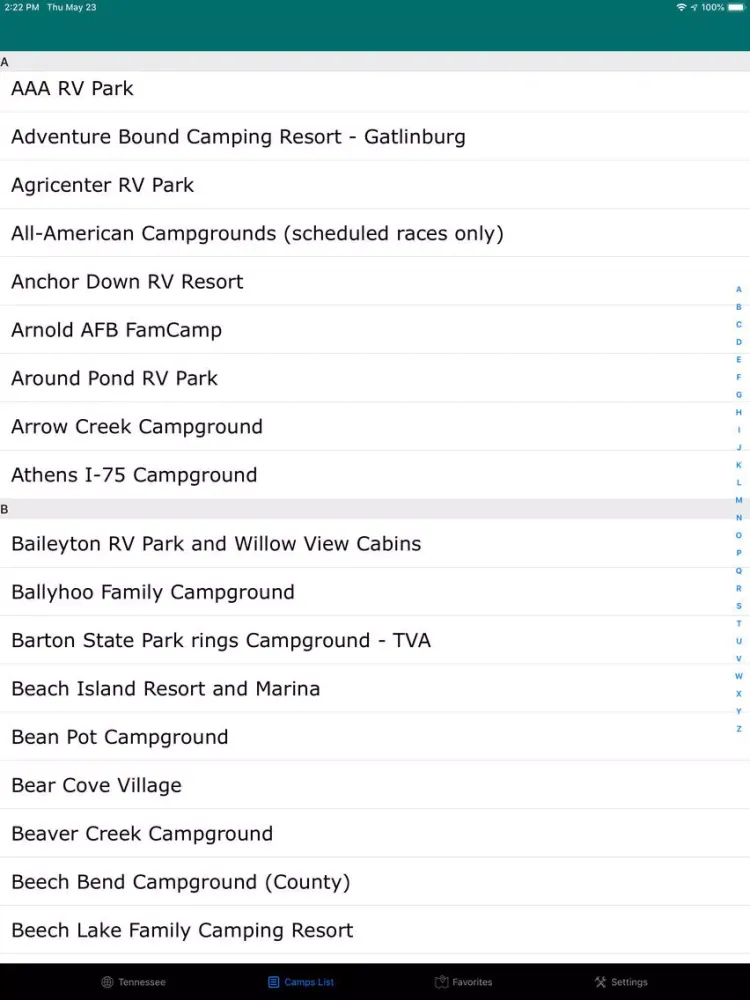 Скриншоты Tennessee – Camping & RV Parks iPad 