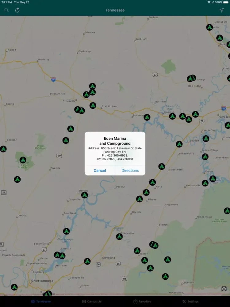Скриншоты Tennessee – Camping & RV Parks iPad 