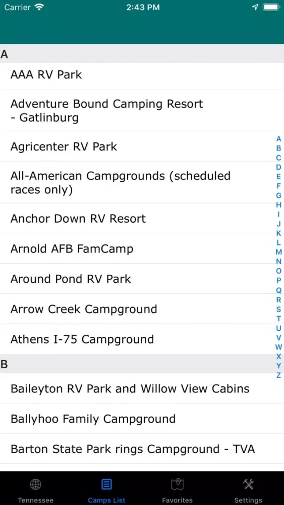 Скриншоты Tennessee – Camping & RV Parks