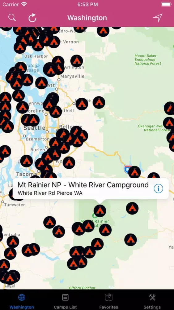 Washington – Campgrounds, RV's سکرین شاٹس