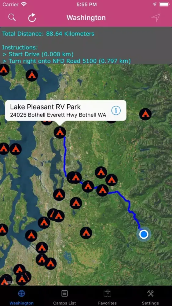 Washington – Campgrounds, RV's سکرین شاٹس