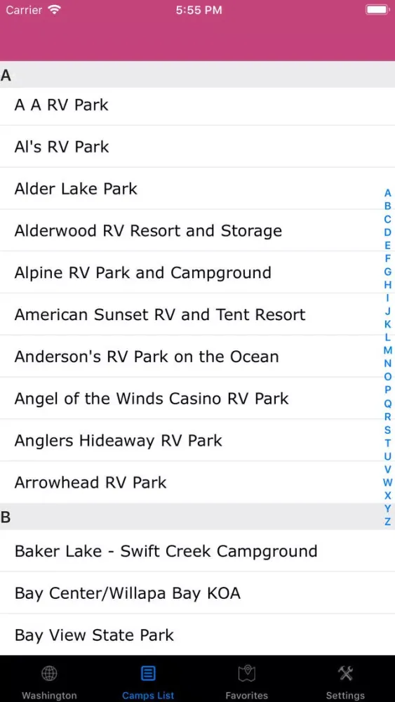 Washington – Campgrounds, RV's سکرین شاٹس