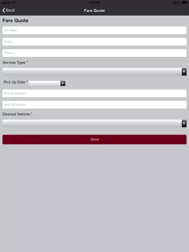 Ảnh chụp màn hình của Swoop Executive Car Service iPad 