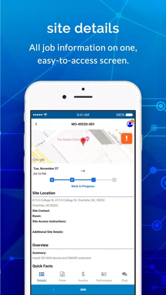 Screenshot di Sitehands Technician App