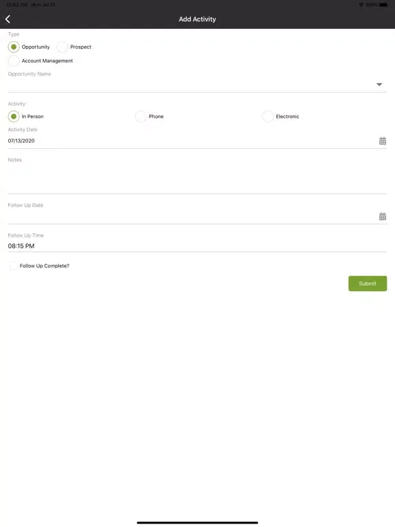 Siteone CRM iPad  Screenshots