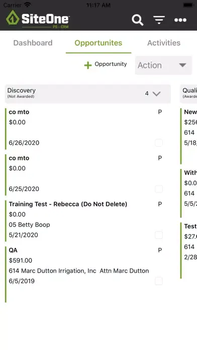 Siteone CRM Screenshots