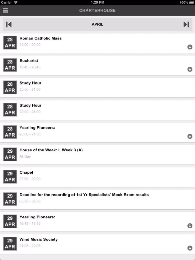 Charterhouse School iPad  Screenshots