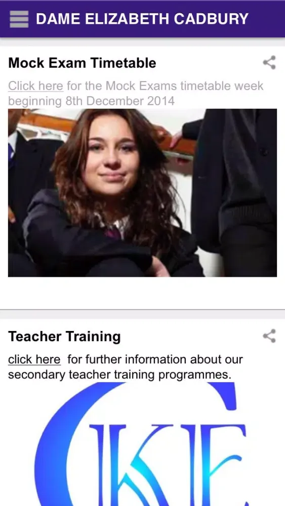 Captures d'écran de Dame Elizabeth Cadbury Technology College