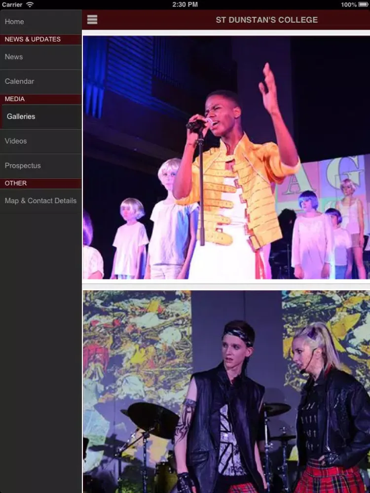 Capturas de tela do St Dunstan's iPad