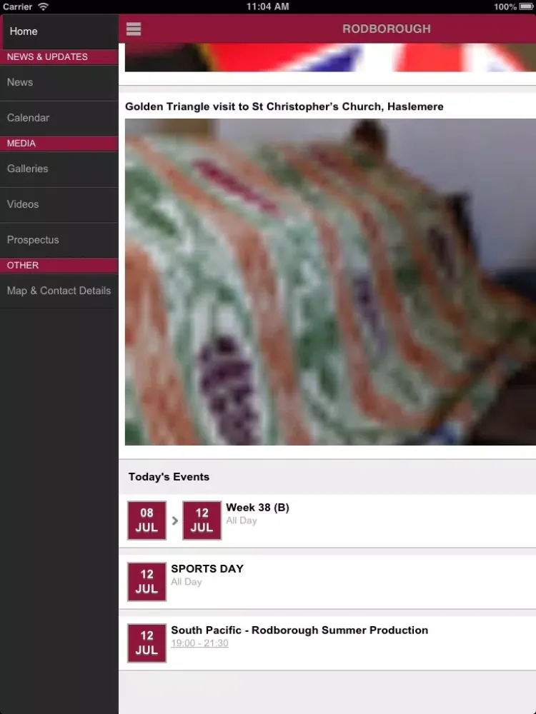 Capturas de tela do Rodborough iPad 
