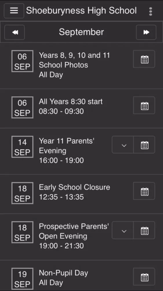 Capturas de tela do Shoeburyness High School