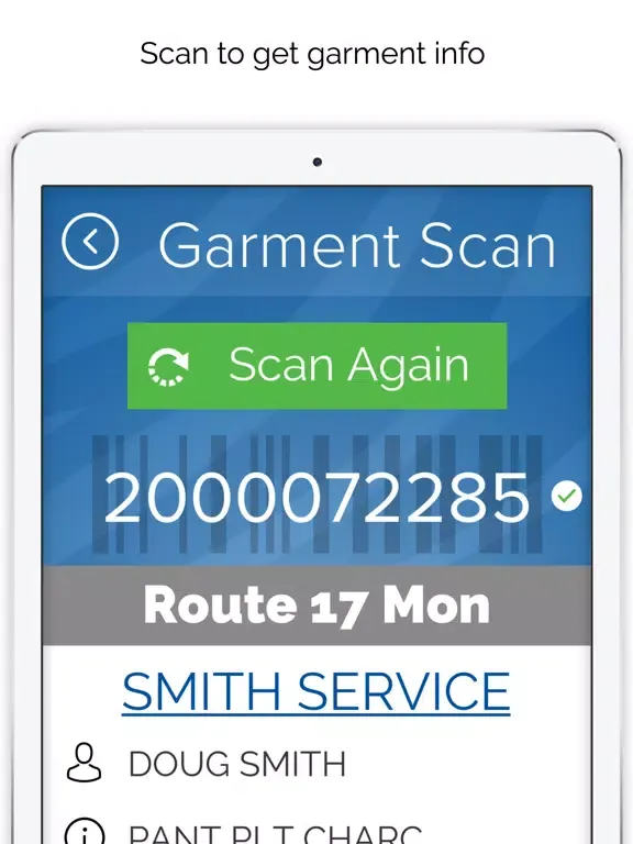 Tangkapan skrin SITEX Smart Garment Service iPad 