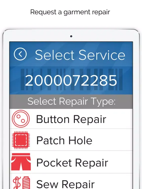 Tangkapan skrin SITEX Smart Garment Service iPad 