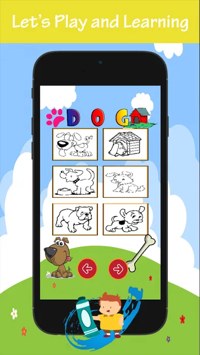 Dog Coloring Book For Kids: Drawing & Coloring page games free for learning skill स्क्रीनशॉट