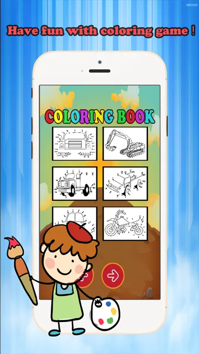 Capturas de tela do Kids Vehicle Dot to Dot Coloring Book - connect dots coloring pages learning games for any age