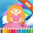 Princess Cartoon Paint and Coloring Book Learning Skill - Fun Games Free For Kids