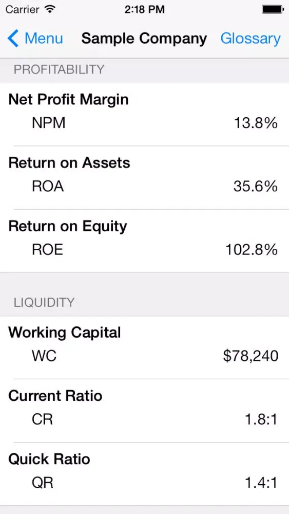 P.L.A.D.™ Financial Ratio Analysis स्क्रीनशॉट