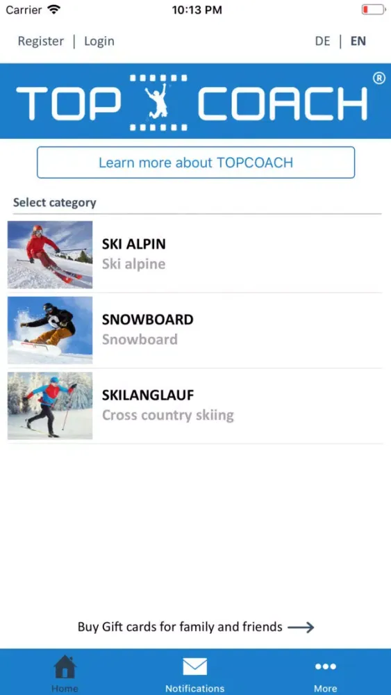 Скриншоты TOPCOACH app