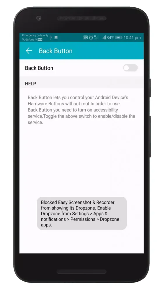 Zrzuty ekranu Back Button