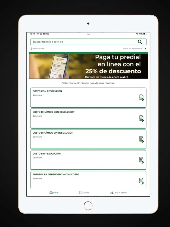 Tangkapan layar egob - Ventanilla Única iPad 