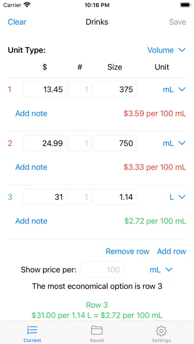Unit-Price Calculator Ekran Görüntüleri