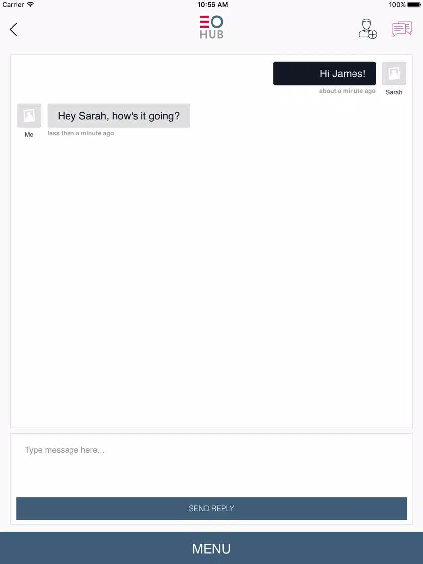 Ảnh chụp màn hình của EO Hub iPad 