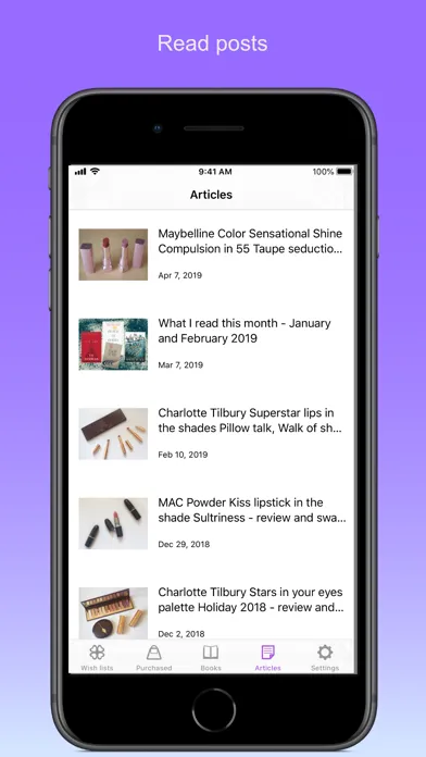 Capturas de tela do Beauty lists for book lovers