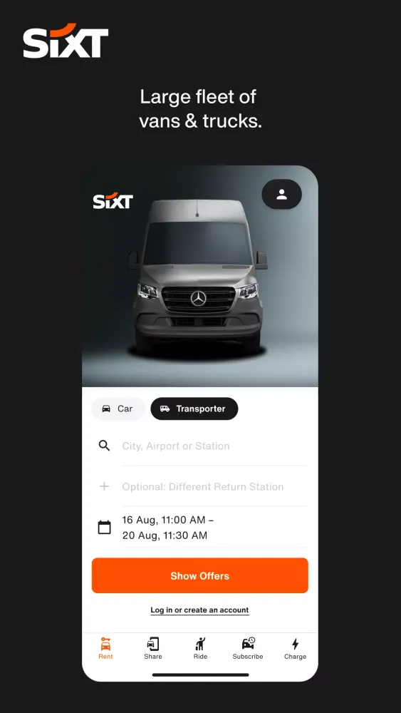 Captures d'écran de SIXT rent. share. ride. plus.