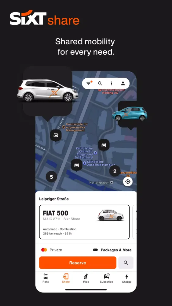 Captures d'écran de SIXT rent. share. ride. plus.