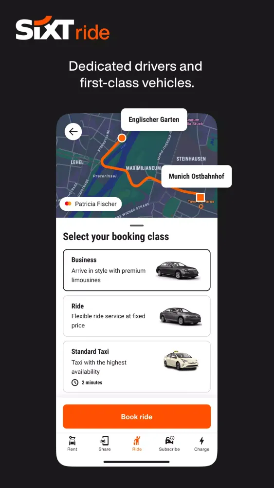 Captures d'écran de SIXT rent. share. ride. plus.