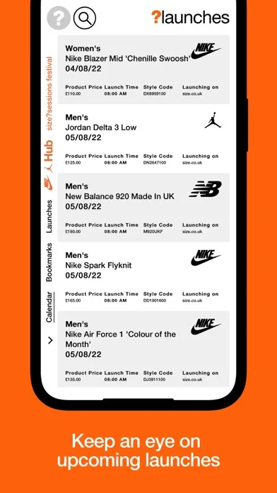 Capturas de pantalla de size? launches