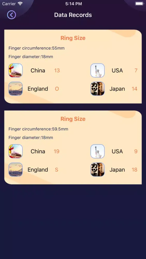 Ảnh chụp màn hình của My Ring Size - Custom expert