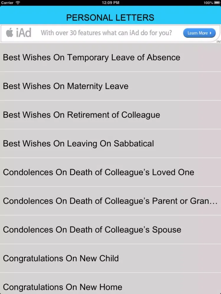 Personal Letter to friends and collegues in the companys iPad स्क्रीनशॉट