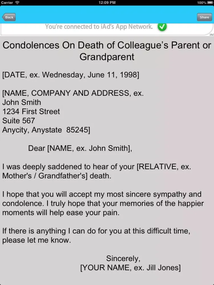 Personal Letter to friends and collegues in the companys iPad स्क्रीनशॉट