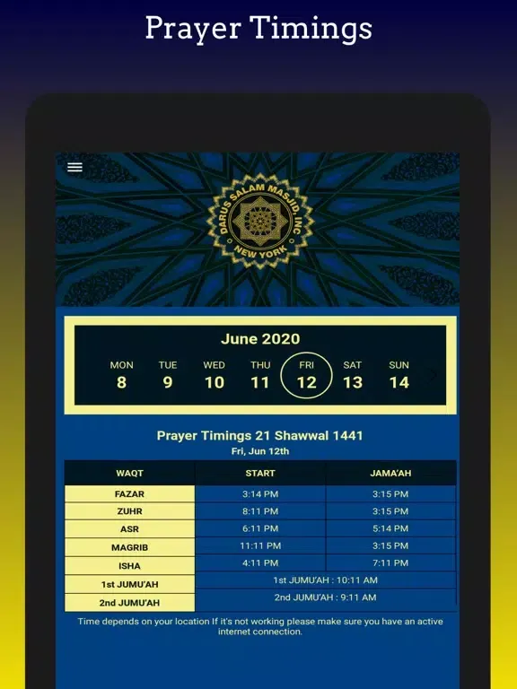 Tangkapan layar Darus Salam Masjid INC iPad 