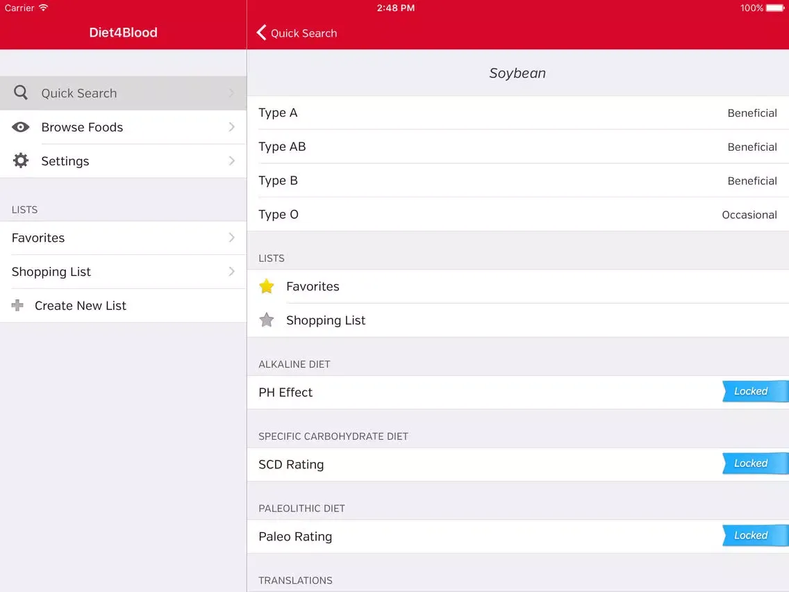 Capturas de pantalla de Diet4Blood iPad 
