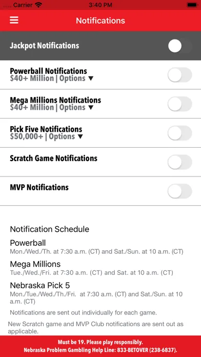 Nebraska Lottery Screenshots