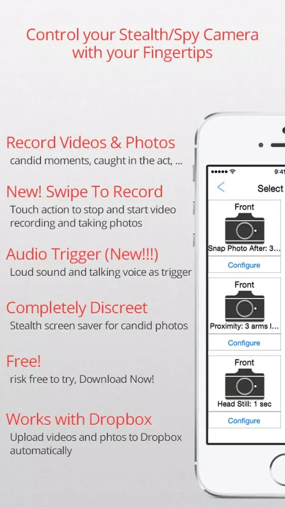 FingerCam Swipe based Spy Camera for capturing stealth candid moments Screenshots