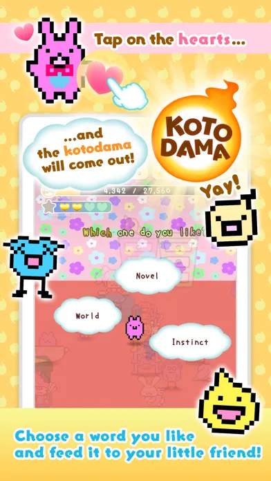 Capturas de tela do Kotodama Diary